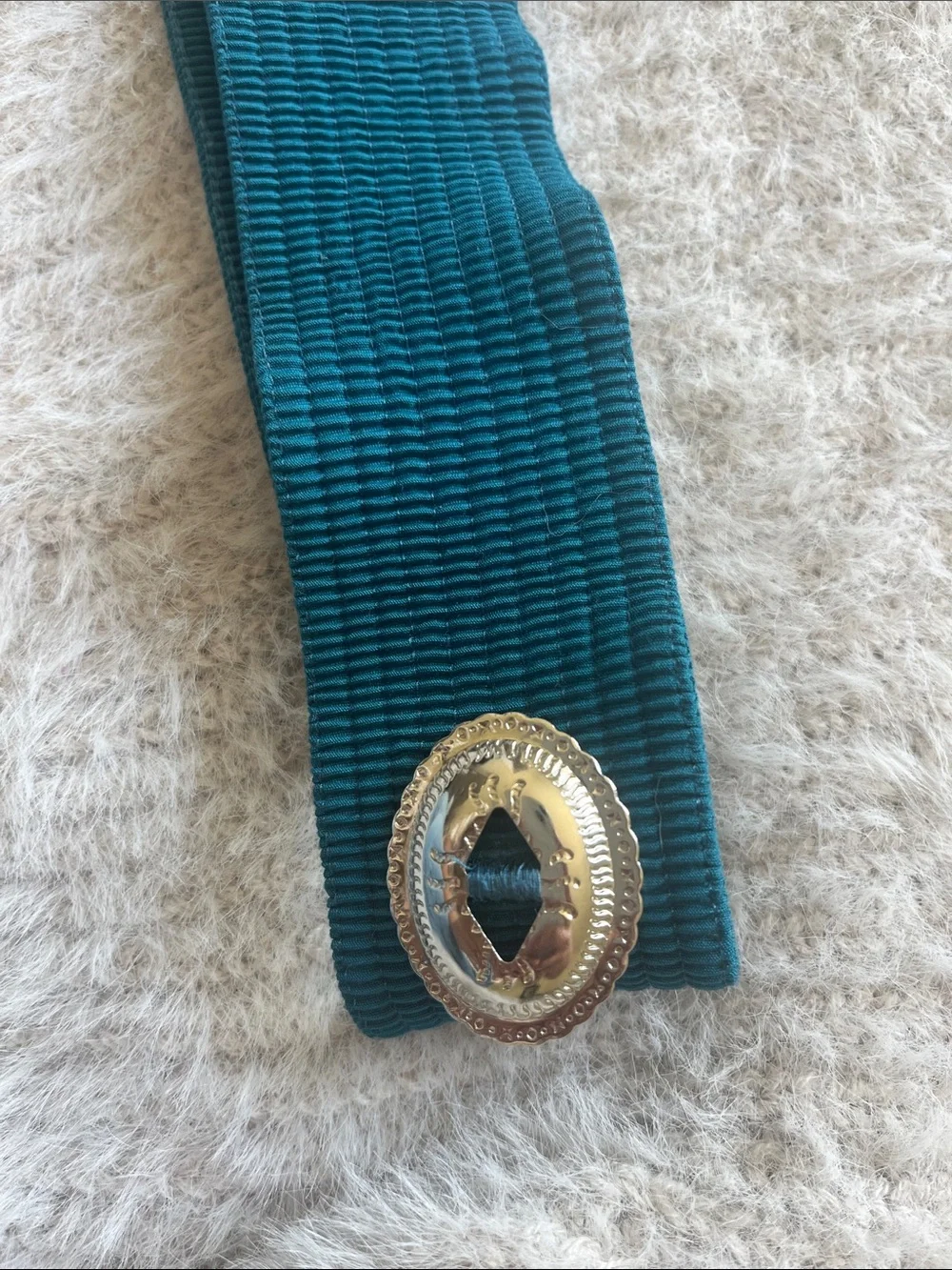 Vintage Teal Stretch Waist Belt Silver Southwestern Buckle Boho Western